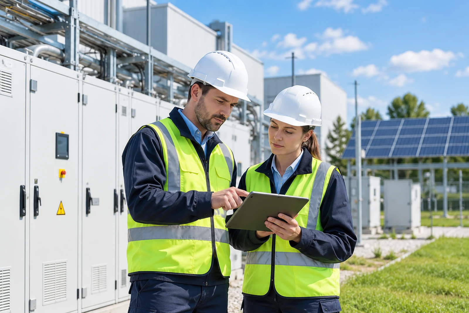 Mérnökök villamos létesítménynél – szemléltető látványterv